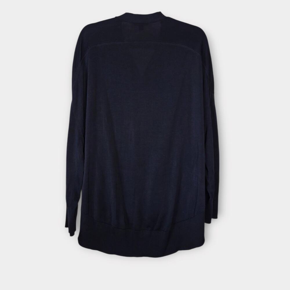 COS Draped Back Cardigan Navy Blue 100% Cotton Women's Med - Picture 9 of 9